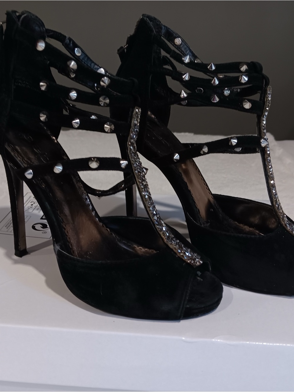 Bebe Black Studded Silento Heels